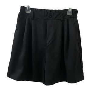 Shein High Rise Black Pull-On Shorts Pleated Front Women's Size M